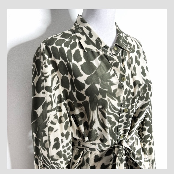NWT Diane Von Furstenberg Shirt Dress Button Front Belted Long Sleeve Silk Sz 10 - Picture 6 of 16